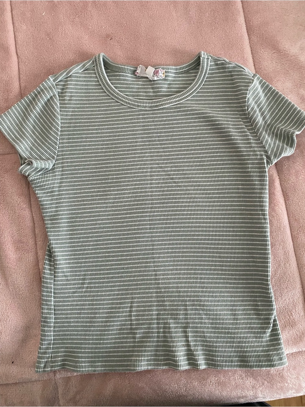 Olive Green & White Striped Tee
